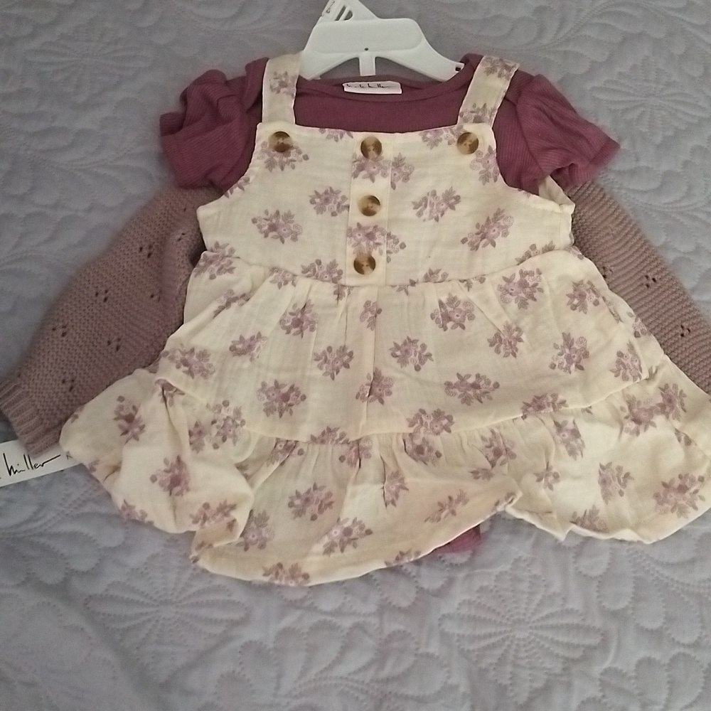 Purple and Cream Kids Sweater Set 3/6 Month - Picture 3 of 3